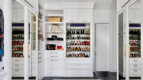 High End Closet With Drawers And Shoe Shelves