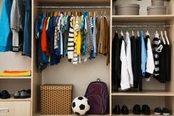 Large Closet With Teenager Clothes, Shoes And Accessories