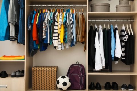 Large Closet With Teenager Clothes, Shoes And Accessories